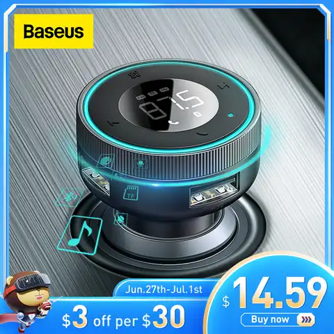 FM-трансмиттер Baseus автомобильный с поддержкой Bluetooth 5,0 и двумя USB-портами