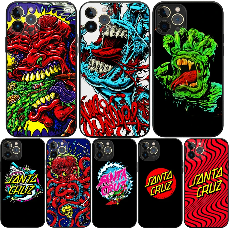 

Santa Cruz Skateboard Phone Case for Iphone 11 12 13 Pro Max Mini 7 8 6 6sPlus Xr X Xs SE20 Soft Silicone Lens Protect Cover