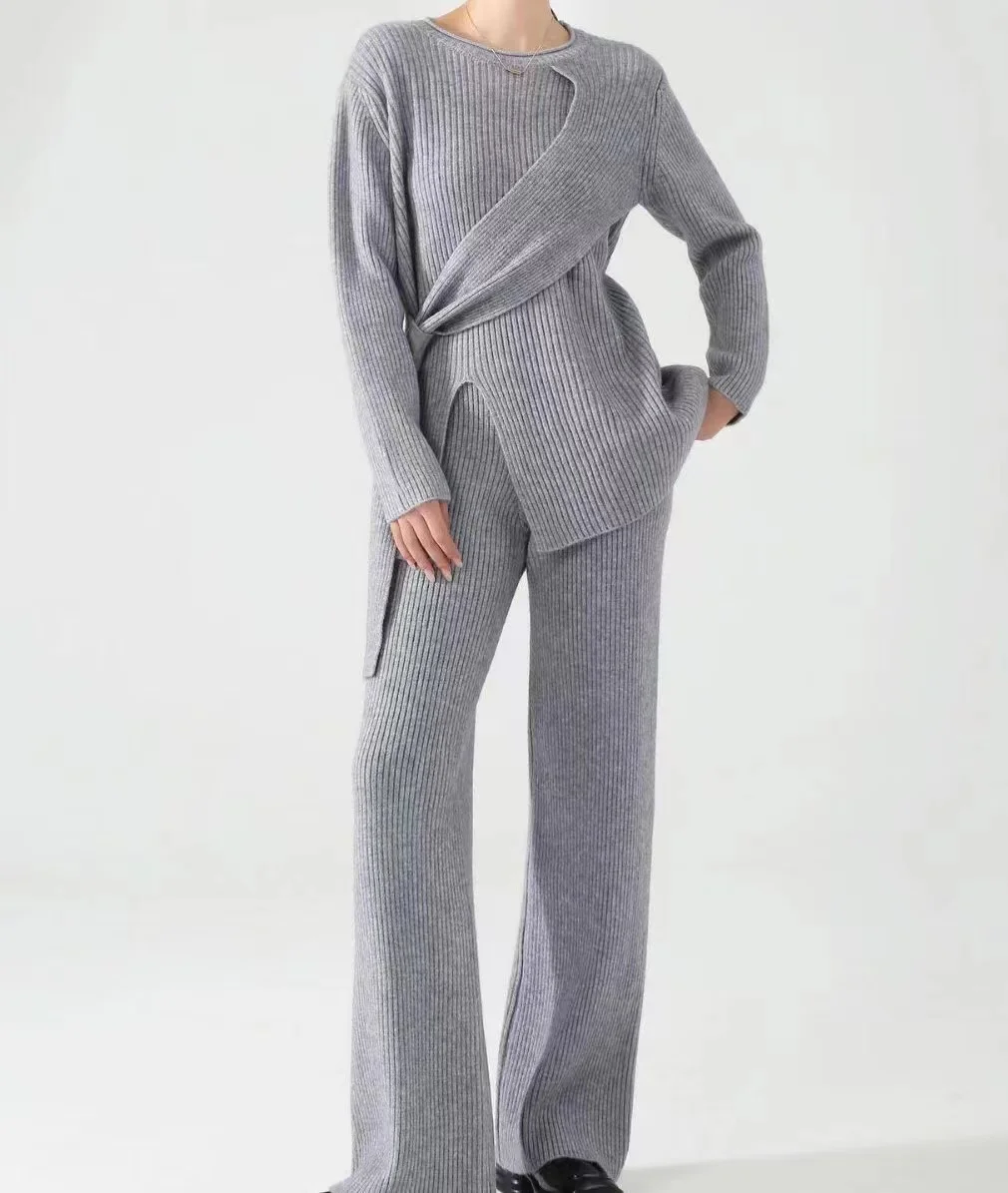 Женский трикотажный комплект из двух предметов повседневный Свободный пуловер и