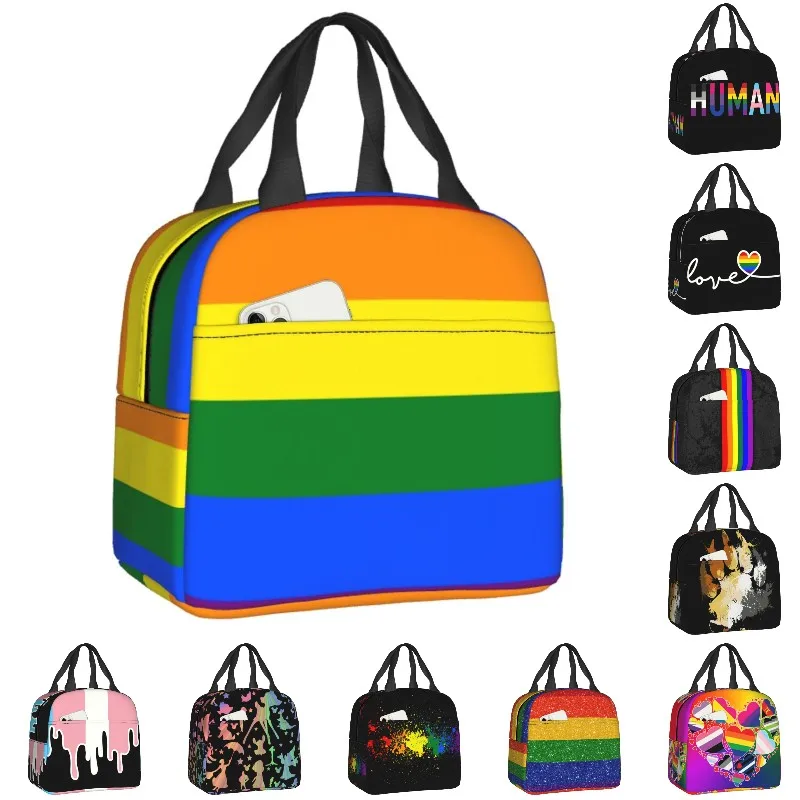 

Gay Pride LGBT Rainbow Flag Insulated Lunch Bag for Camping Travel LGBTQ Lesbian Leakproof Cooler Thermal Lunch Box Women