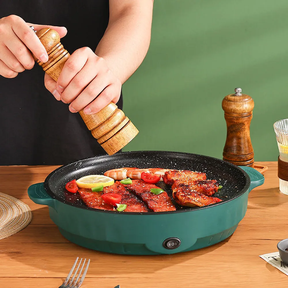 

220V Multi-functional Electric Frying Pan Skillet Non-Sticky Grill Fry Baking Roast Pan Cooker Barbecue Cooking Kitchen Tool