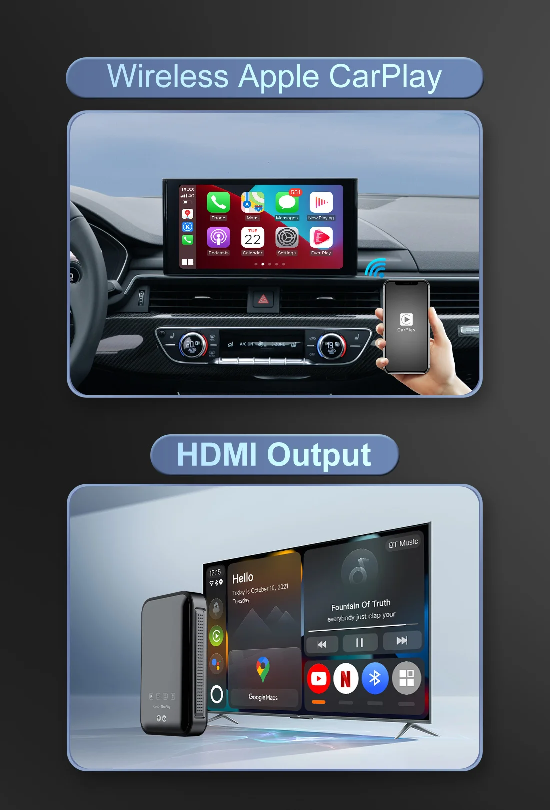 Carplay Ai Box Android 11 Беспроводной Apple Carplay Android автоматический ключ-активатор Автомобильный Универсальный Plug And Play смарт-Аксессуары (art.: 3920bbcf44ba5) - 3920bbcf44ba5
