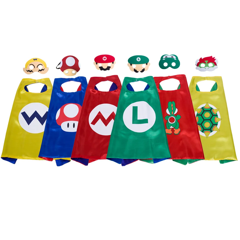 

Super Mario Bros Series Double Halloween Superman Cape Cloak Mask Cosplay Children's Day Dress Up Props Birthday Gifts