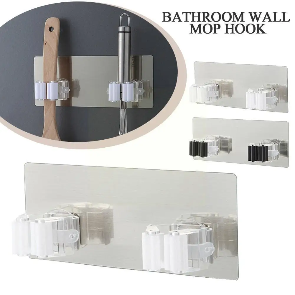 

Adhesive Multi-Purpose Hooks Wall Mounted Mop Organizer Hooks Broom Strong Hook Brush Rack Holder Hanger Kitchen Bathroom W7G2