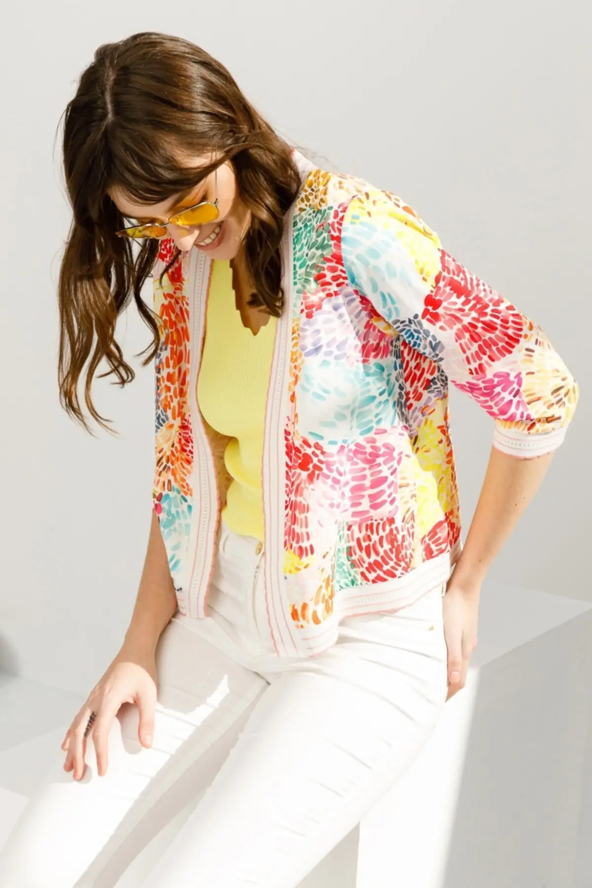 

Women's Cardigan ribbon pattern Short -22Y .. Hrk.66907.01 Casual Knitted Quality Fashion Sweaters Loose Jumper Loose Jumper