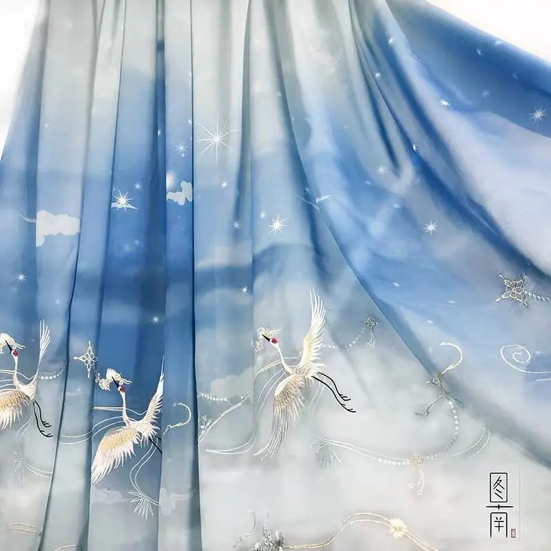 

Travel Shark Embroidery Printing Fabric Comfortable Breathable Decorative Hanfu Dress Handicrafts Sewing Quilting Width 1.50m