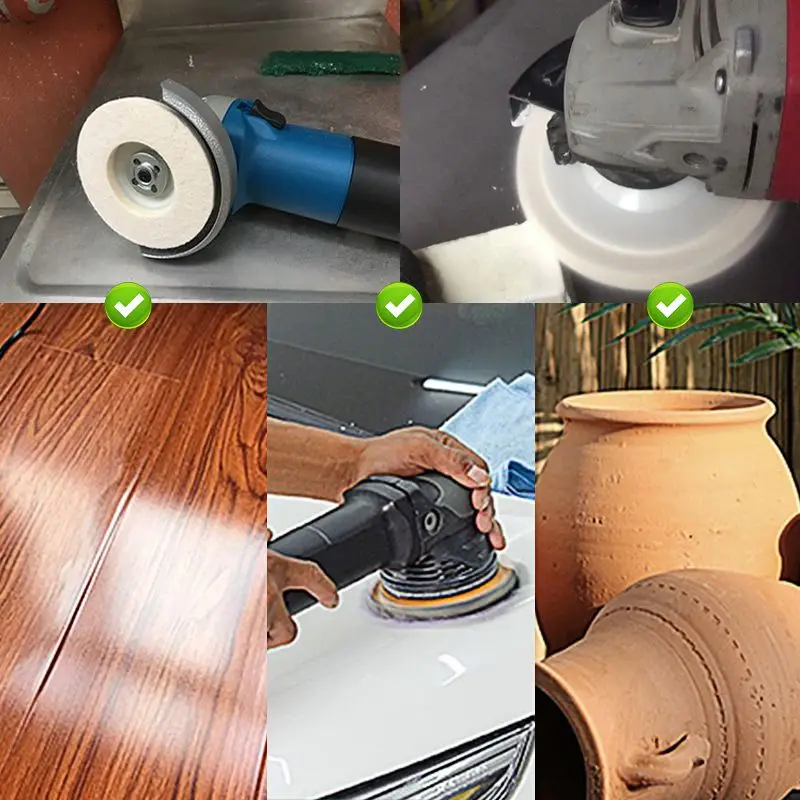 Pousbo® Wool Polishing Wheel Disc Grinder Tool 100AngleGrinder Felt Polishing Buffer Pad for furniture/wood/jade/metal Polishing images - 6