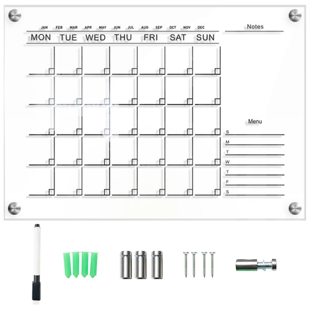 

Menu Board Weekly Dry Erase Wall Fridge Whiteboard Calendar Erasable Clear Minimalist Month Planner Calander