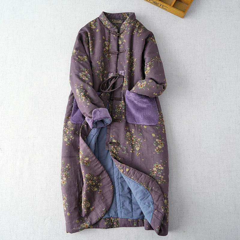 

Осенне-зимнее женское универсальное свободное короткое пальто в горошек в китайском стиле на пуговицах удобное уютное теплое толстое паль...