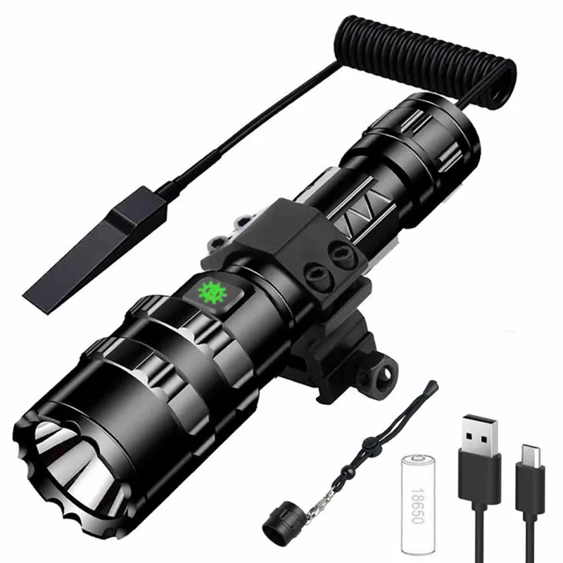 Professional LED Flashlight for Hunting Tactical Scout Torch Lights L2 USB Rechargeable LED Waterproof Fishlights