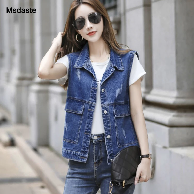 

Джинсовый жилет, Женская куртка, хлопковая повседневная женская верхняя одежда, пальто, синяя серая куртка, хлопковая водная стирка, винтаж...