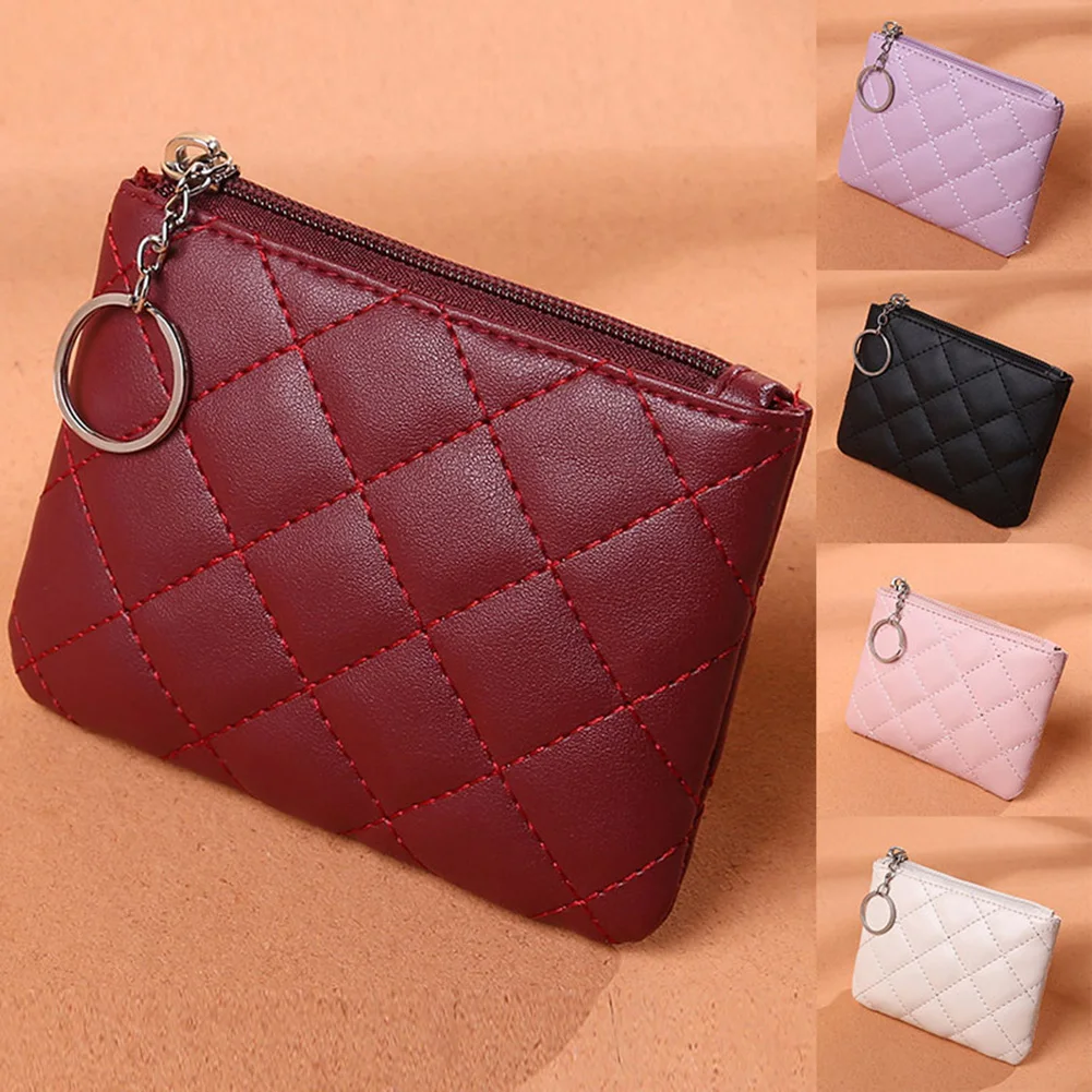 

Women Mini Wallet PU Leather Female Purse Card Holder Coin Purse Short Wallets Small Purse Zipper Keychain Clutch Bag