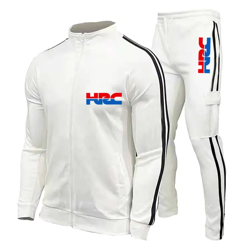 

2022 Mens Striped Tracksuit HRC Car Logo Print Hoodie Sports Suits 2 Piece Hoodies&Pants Sportswear Jogging Casual Sets