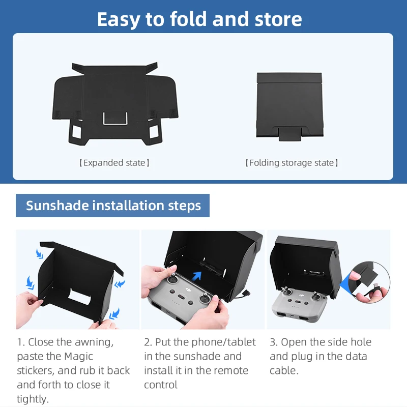 for DJI MAVIC 3/Air 2/2S/Mini 2/MINI 3 PRO Remote Control Phone Tablet Folding Sunhood Drone Hood Tablet Holder RC Accessory