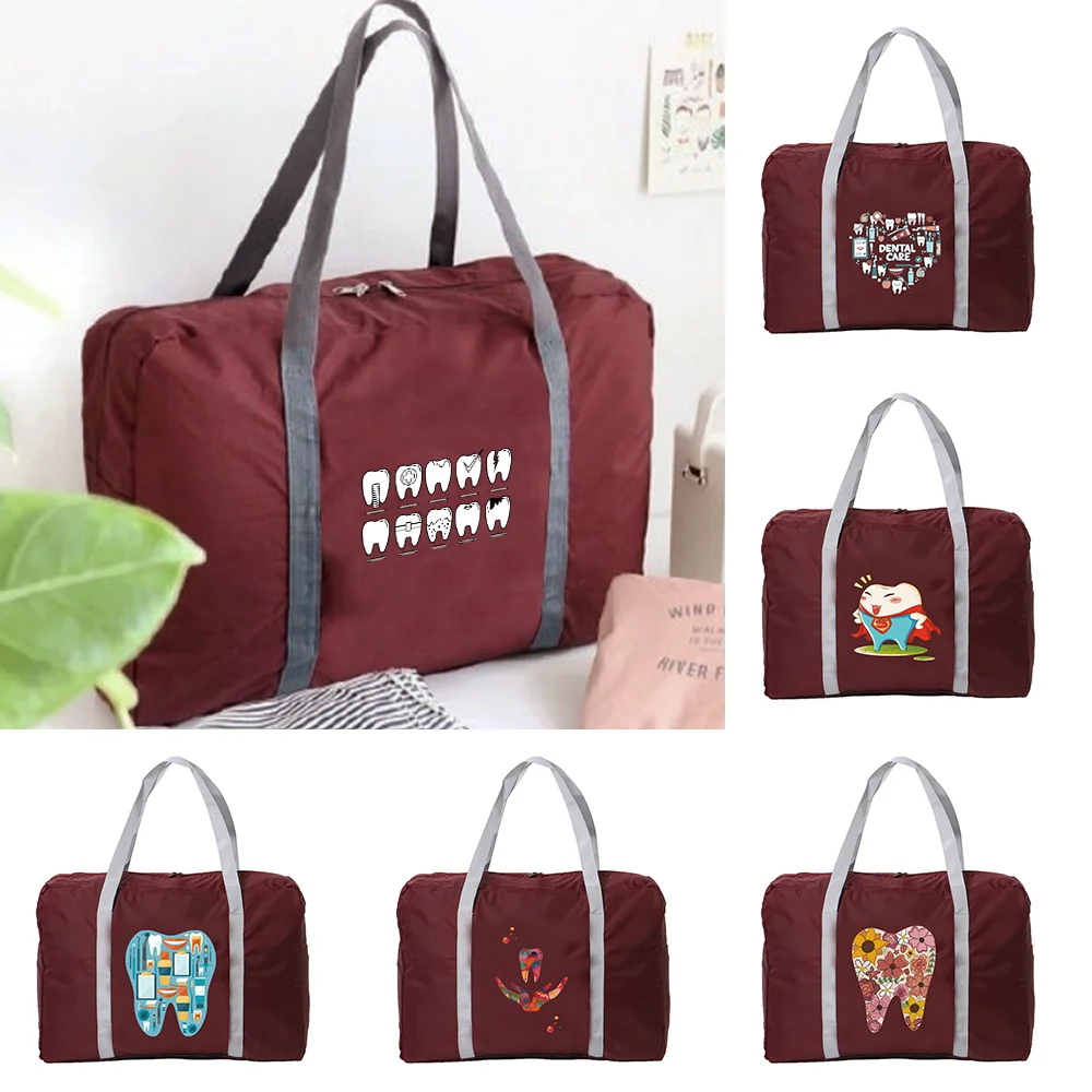

Travel Bag Unisex Foldable Handbags Organizers Large Capacity Portable Luggage Bag Teeth Waterproof Travel pattern Accessories
