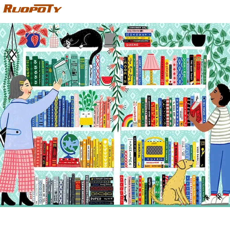 

RUOPOTY Frame DIY Painting By Number Illustrations Acrylic Paint On Canvas Wall Art Picture Drawing Coloring By Numbers Home Dec