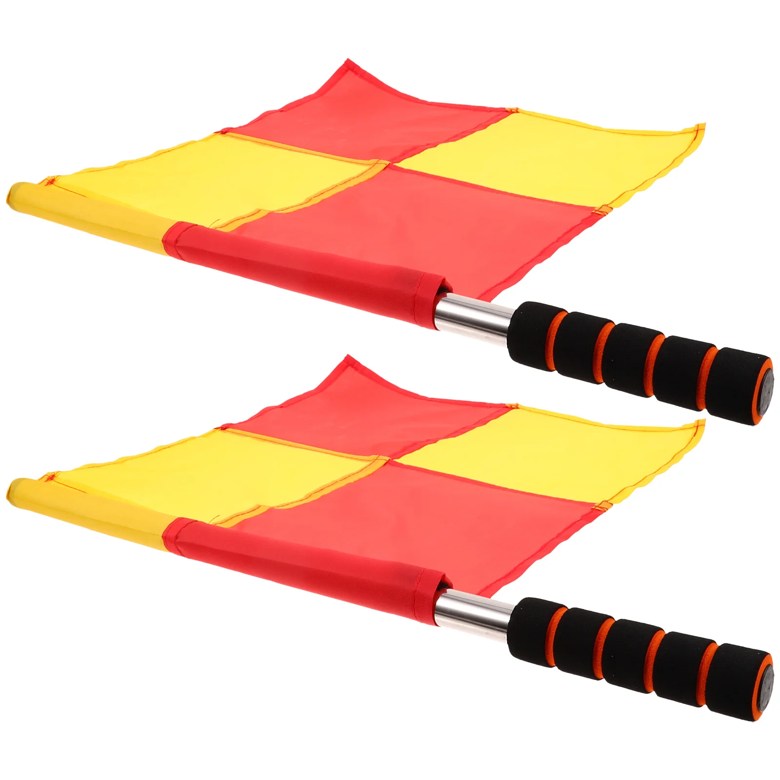 

2 Pcs Football Referee Flag Signal Flags Competition Banner Polyester Waving Racing Soccer