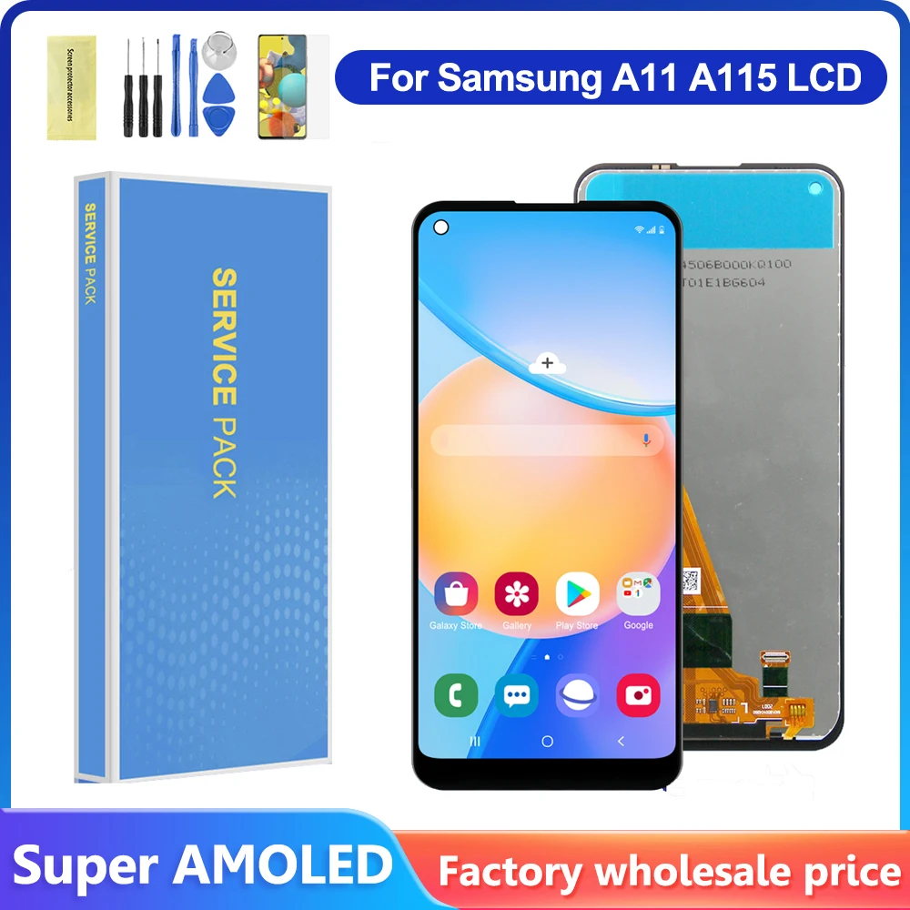 Super AMOLED для Samsung Galaxy A11 SM-A115F, ЖК-дисплей, сенсорный экран с рамкой в сборе для Samsung A115 SM-A115F/DS, ЖК-экран