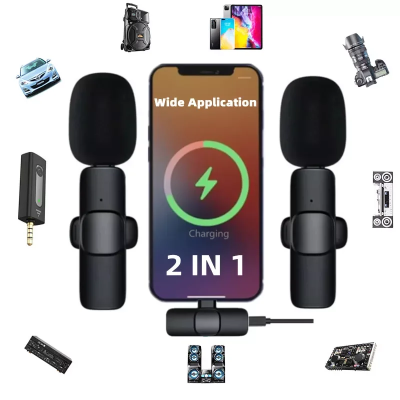 

Wireless Lavalier Microphone Portable Audio Video Recording Mini Mic For iPhone Android Facebook Youtube Live Broadcast Gaming