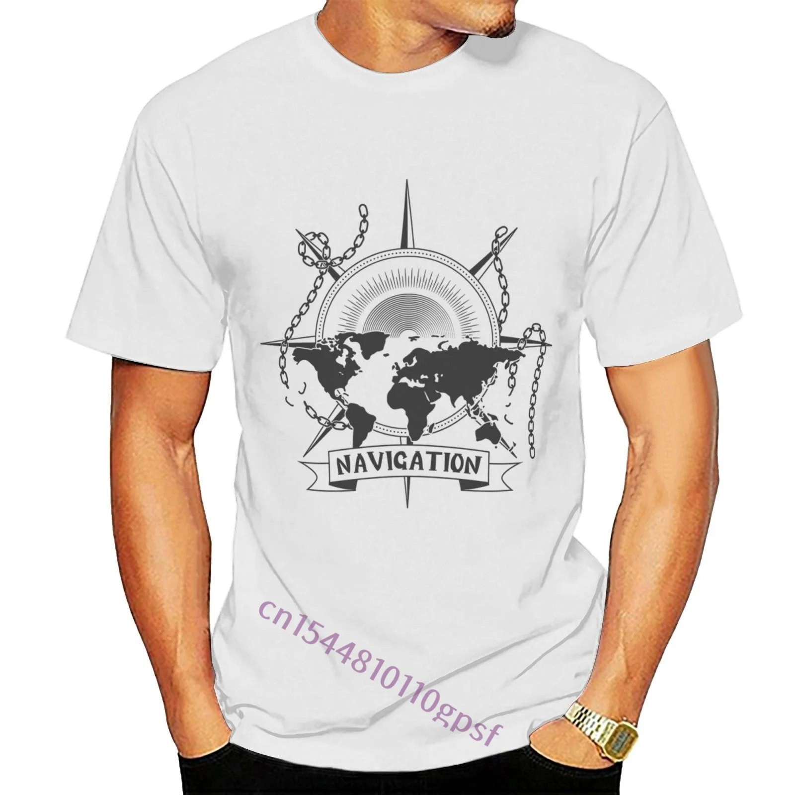 

Iron Cable Map Sunrise Retro T-shirt Brand Cotton Men Clothing Male Slim Fit T Shirt