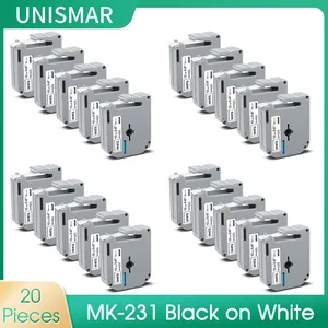 20PK 12mm Label MK231 for Brother P-touch MK-231 MK 231 Black on White Compatible for Brother PT PT-65 PT-80 PT-85 Label Maker