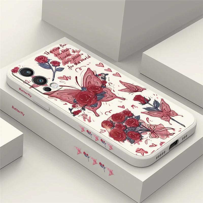 Чехол Red Love Heart Butterfly Rose Flowers для OnePlus Nord 2 3 N20 8T 8 9 Pro ACE 2V Противоударный мягкий