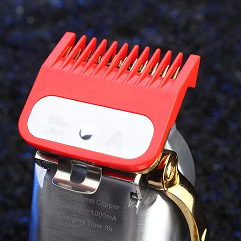 

Направляющая по размеру расческа 1,5 + 4,5 мм набор красных насадок Расческа с металлическим держателем машинка для стрижки