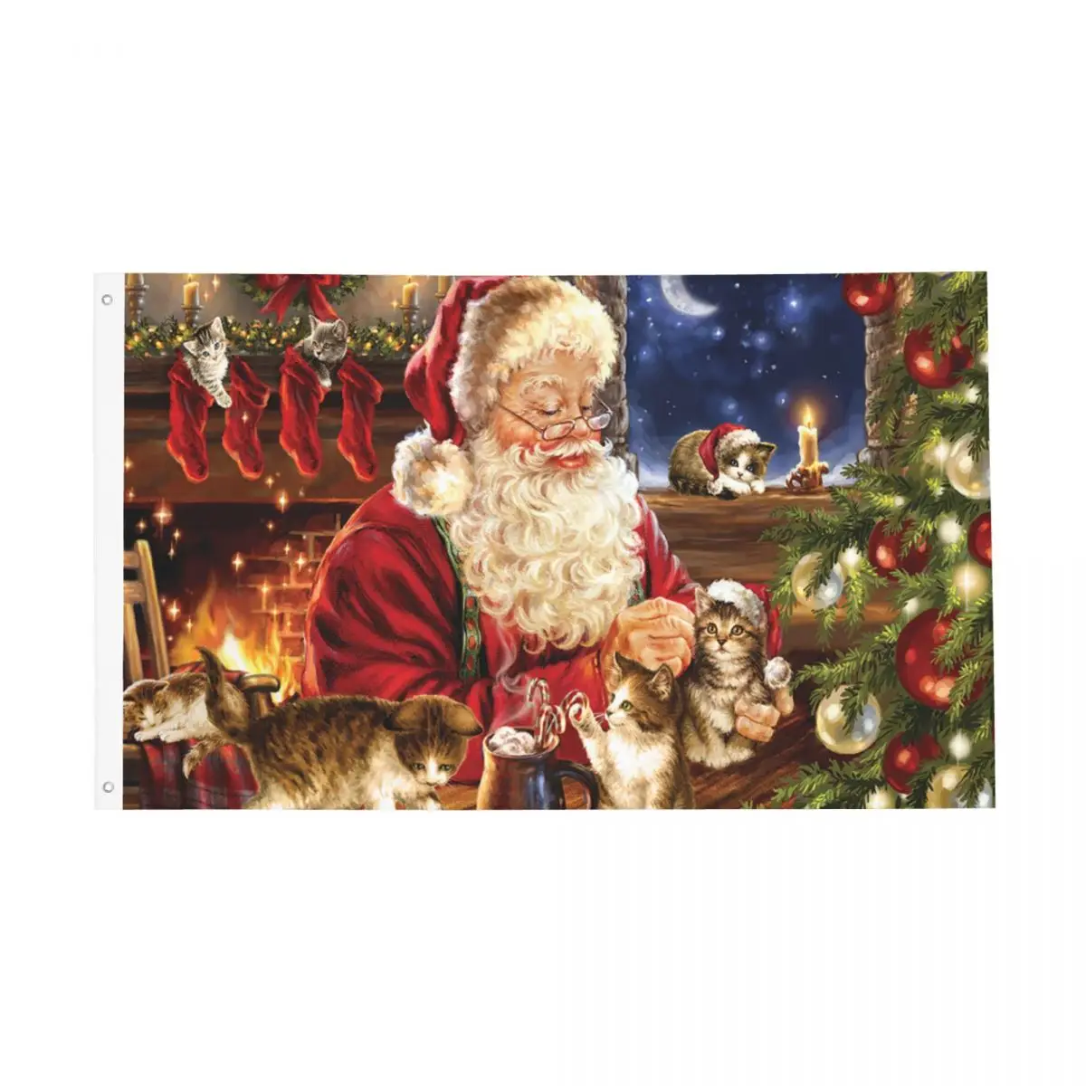 Новогодний флаг двусторонний уличный баннер с надписью &quotMerry Christmas&quot &quotСанта&quot