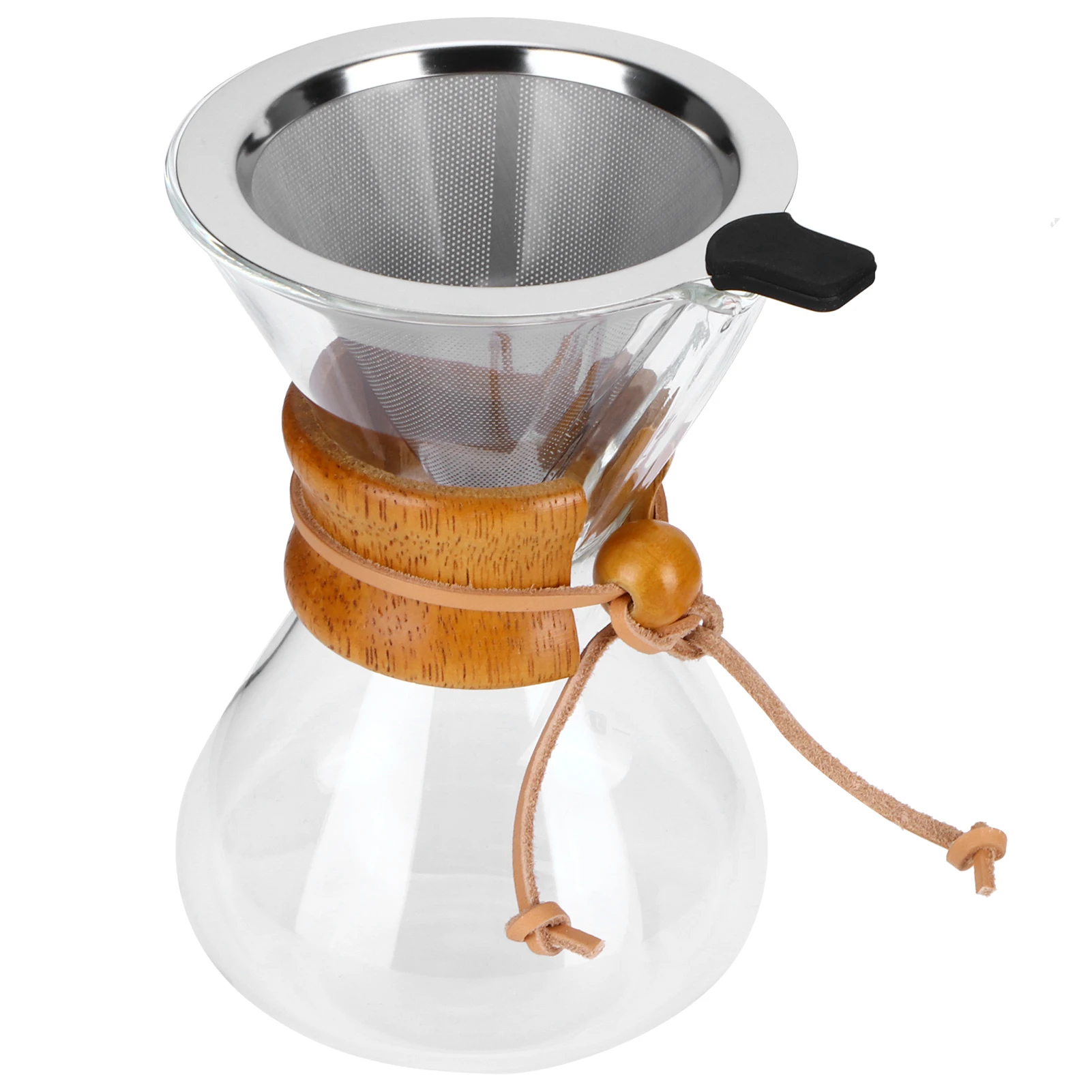 

Coffee Maker High-Temperature Resistant Glass Coffee Drip Brewing Pot with Stainless Steel Filter400ml
