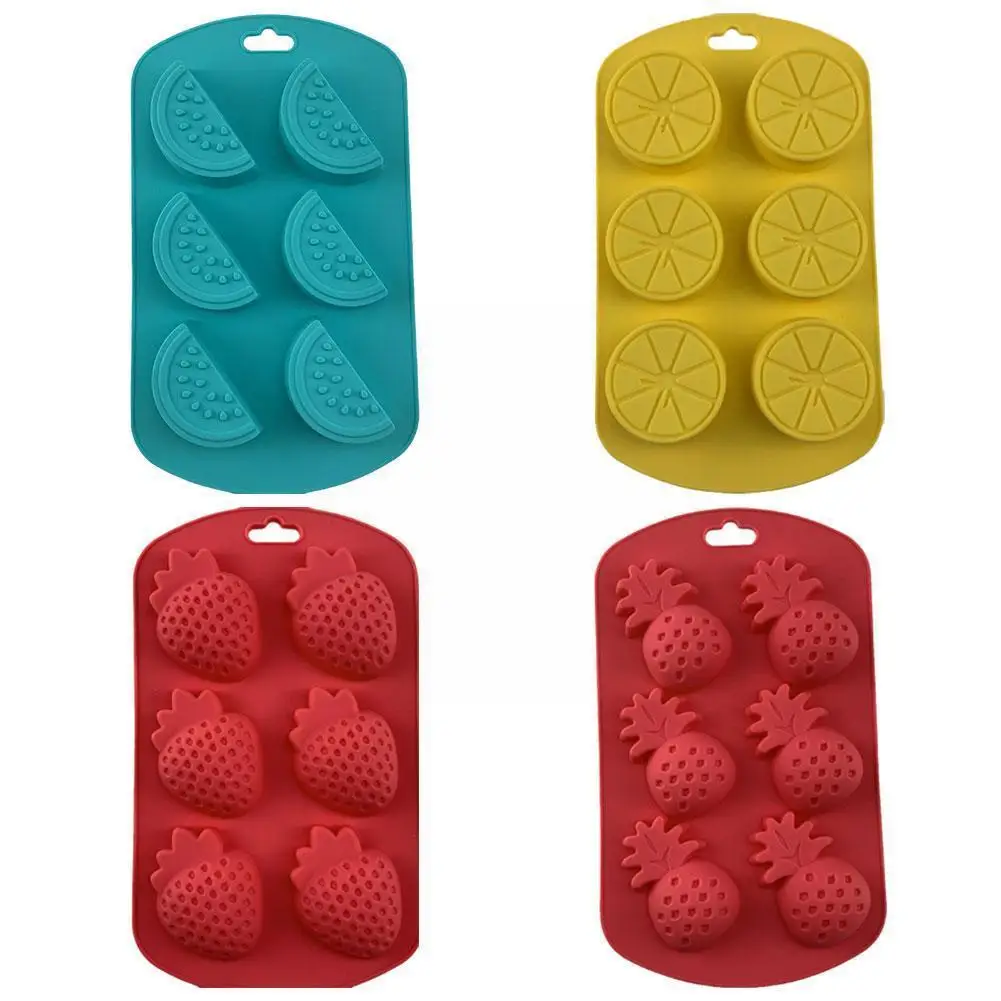 

Silicone Ice Cube Mold Reusable Chocolate Molds Candy Lemon Molds Watermelon Ice Pineapple Silica Lattice Shaped Strawberry S5S8