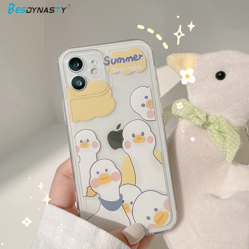 

BESD Cartoon Cute Duck New Creative Phone Case For IPhone X XR XS Max Clear Shockproof MAXtective Cover Funda Iphone XS XR Case