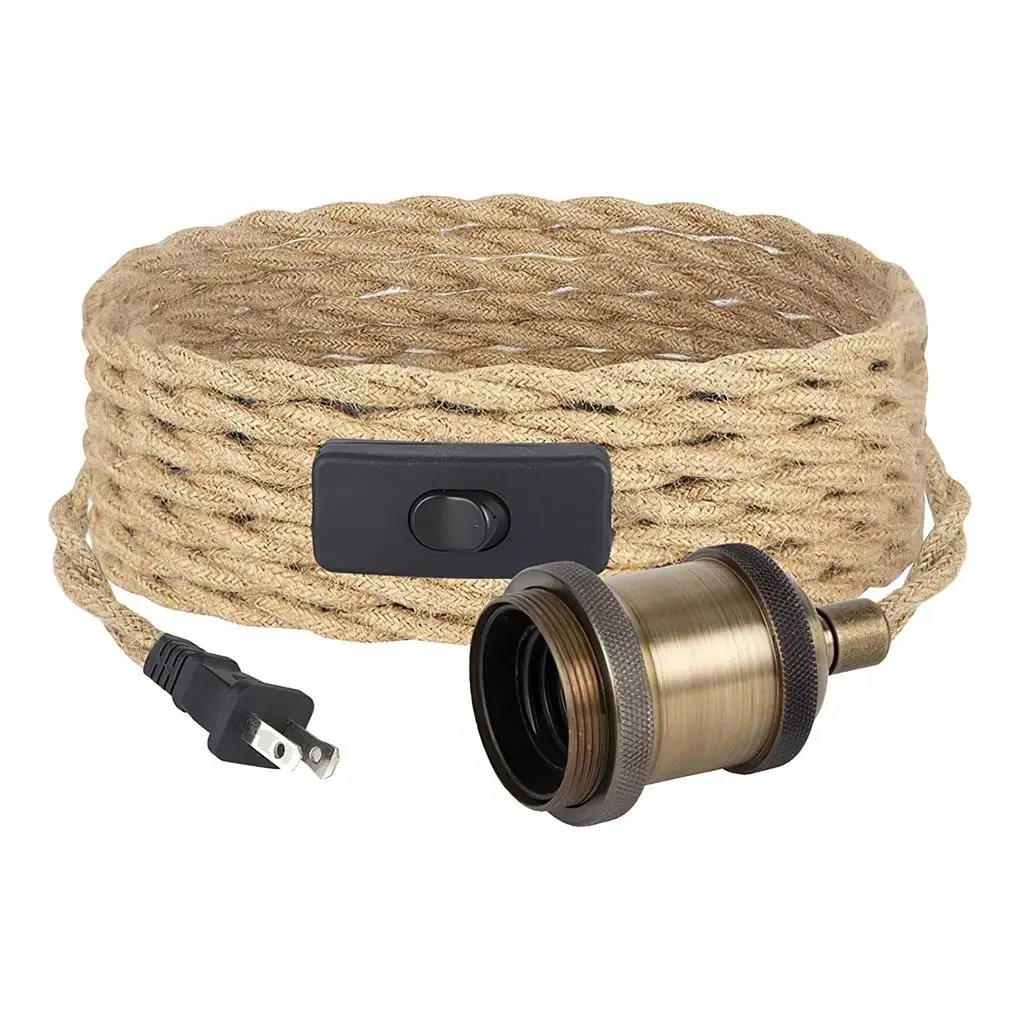 

Длинная проволочная винтажная пеньковая веревка, плетеная ретро люстра для внутреннего освещения, для гостиной, спальни, коридора, рестора...