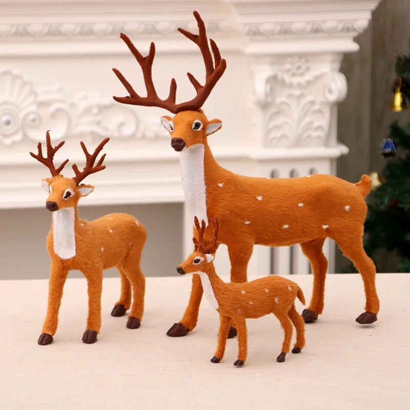 

Sika Deer Ornaments Artificial Plush Reindeer Cute Christmas Dolls Simulation Christmas Reindeer Figurine Child Gift Vivid