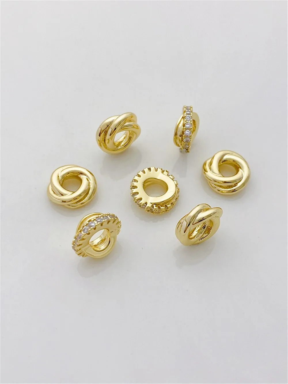 14K позолоченные циркониевые Сплетенные Бусины россыпью бусины ручной работы