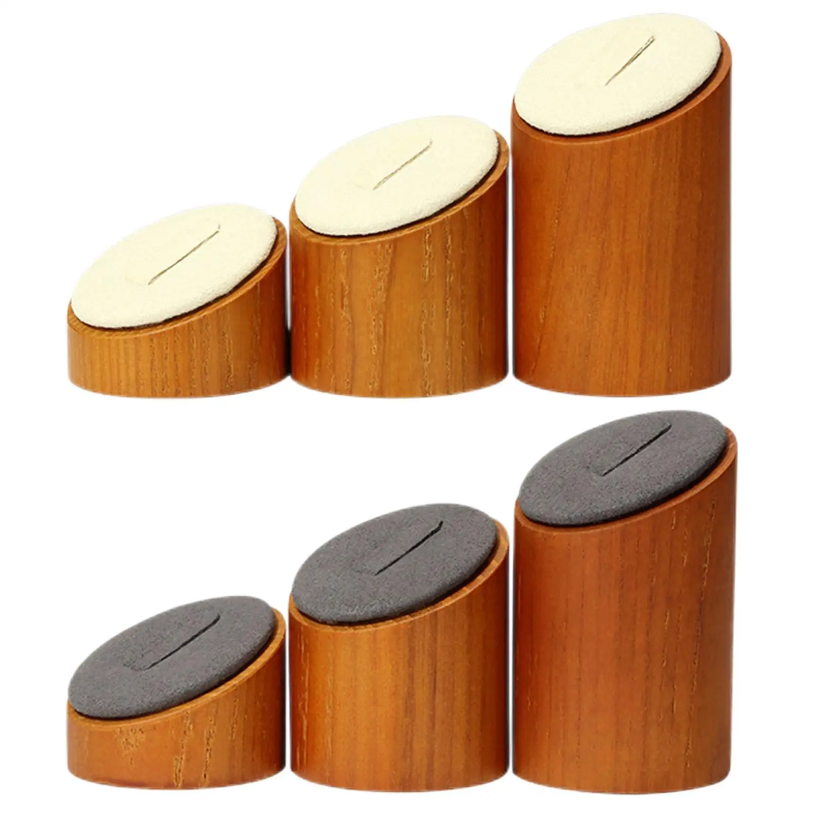 

3x Solid Wood Jewelry Show Holder Pedestals Finger Rings Display Showcase Rings Display Stand for Presentation Shops Counter