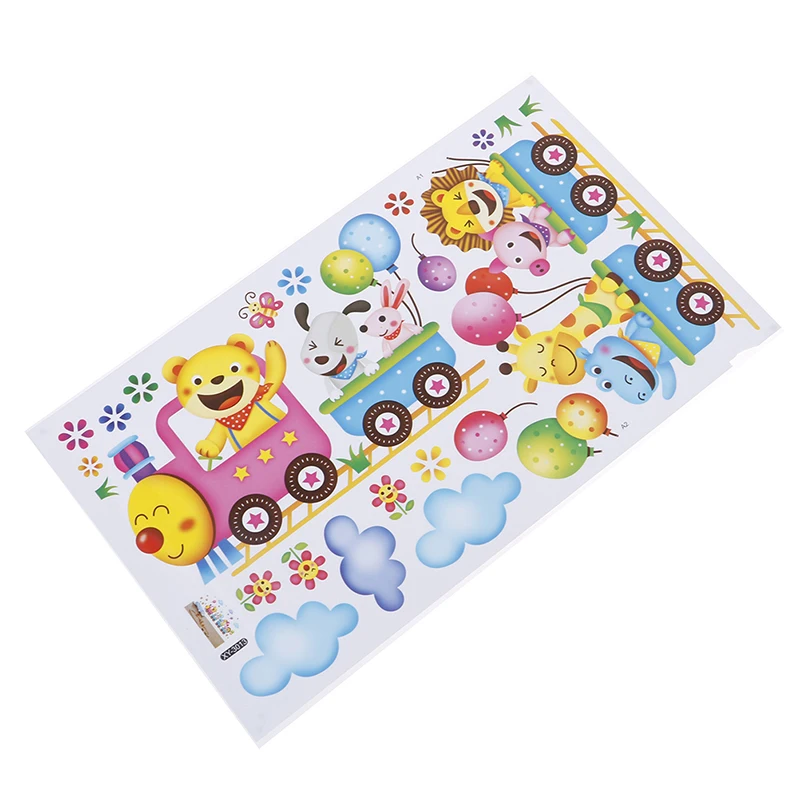 

cartoon animal train wall stickers for kids rooms nursery baby children bedroom home decoration art decals