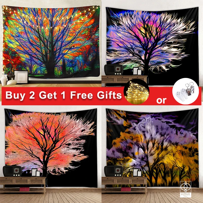 

Colorful Tree Tapestry Bohemian Tapestries Hippie Psychedelic Mandala Fashion Wall Decorations Bed Room Decor Aesthetic