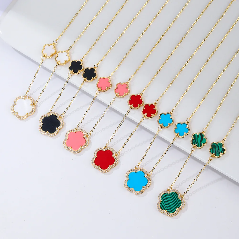 

New Design Jewelry Simple Five-Leaf Petal Flower Pendant Necklace Geometric High Quality Women's Jewelry Natural White Shell