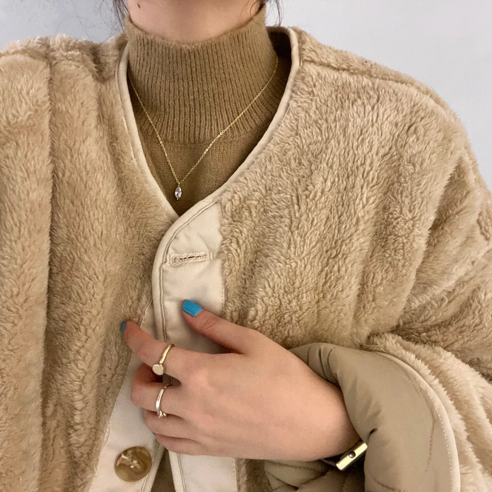 2023 New Outwear Winter Jacket Warm OL Work Coats Thick Warm Women Parkas Double Wear Faux Lamb Wool Liner Parka Female Coat