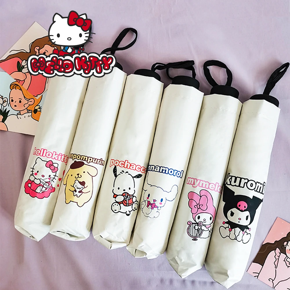 

Hallo Kitty Sanrio Cartoon Umbrella Dual-use Sun Umbrella Anime Kuromi My Melody Cinnamoroll Cute UV Protection Girl Heart Gift