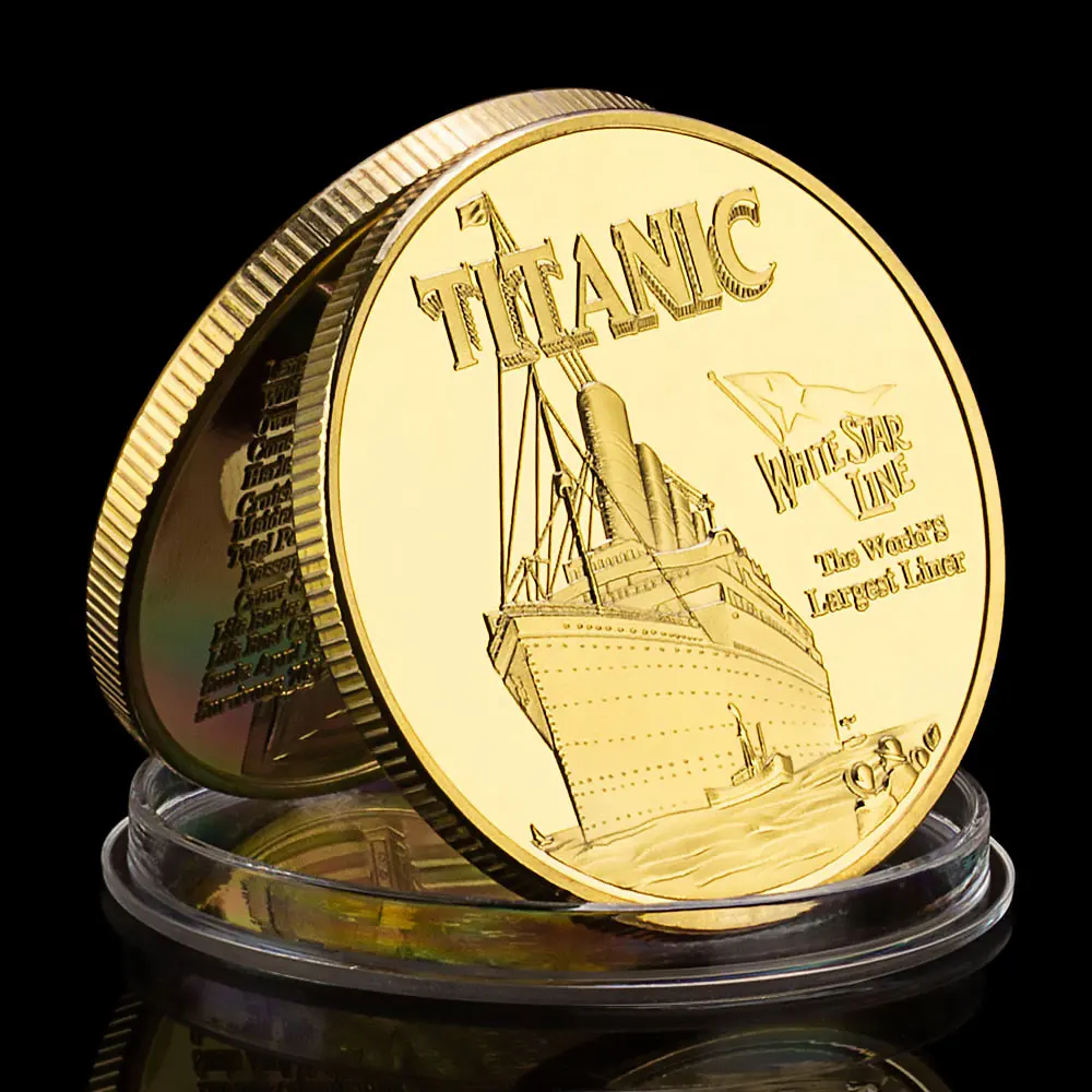 white-star-line-titanic-the-world's-largest-liner-collectible-gold-plated-souvenir-coin-collection-gift-commemorative-coin