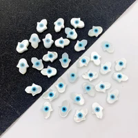3 pcsbag white palm shaped beads natural shell evil eye mother of pearl beads for making diy bracelet necklace accessories