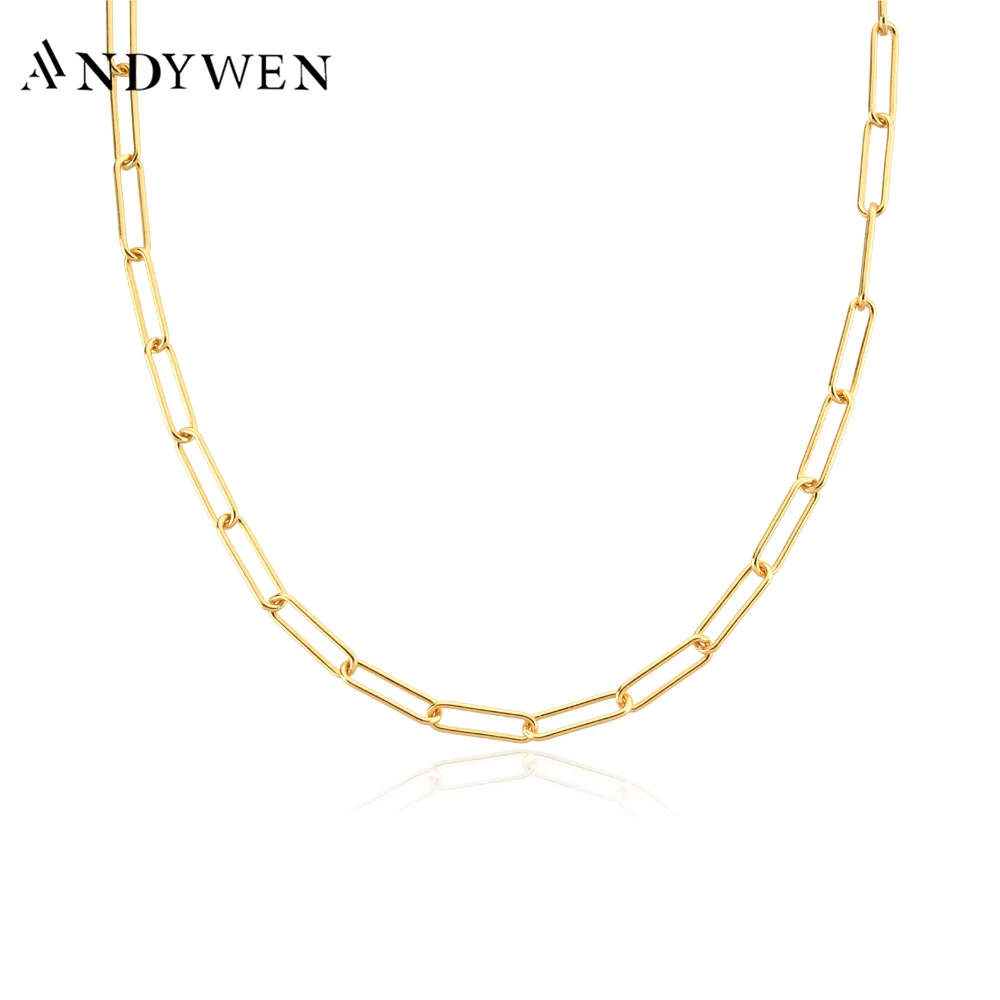 Новинка Золотая кубинская цепочка ANDYWEN из стерлингового серебра 925 пробы Женский