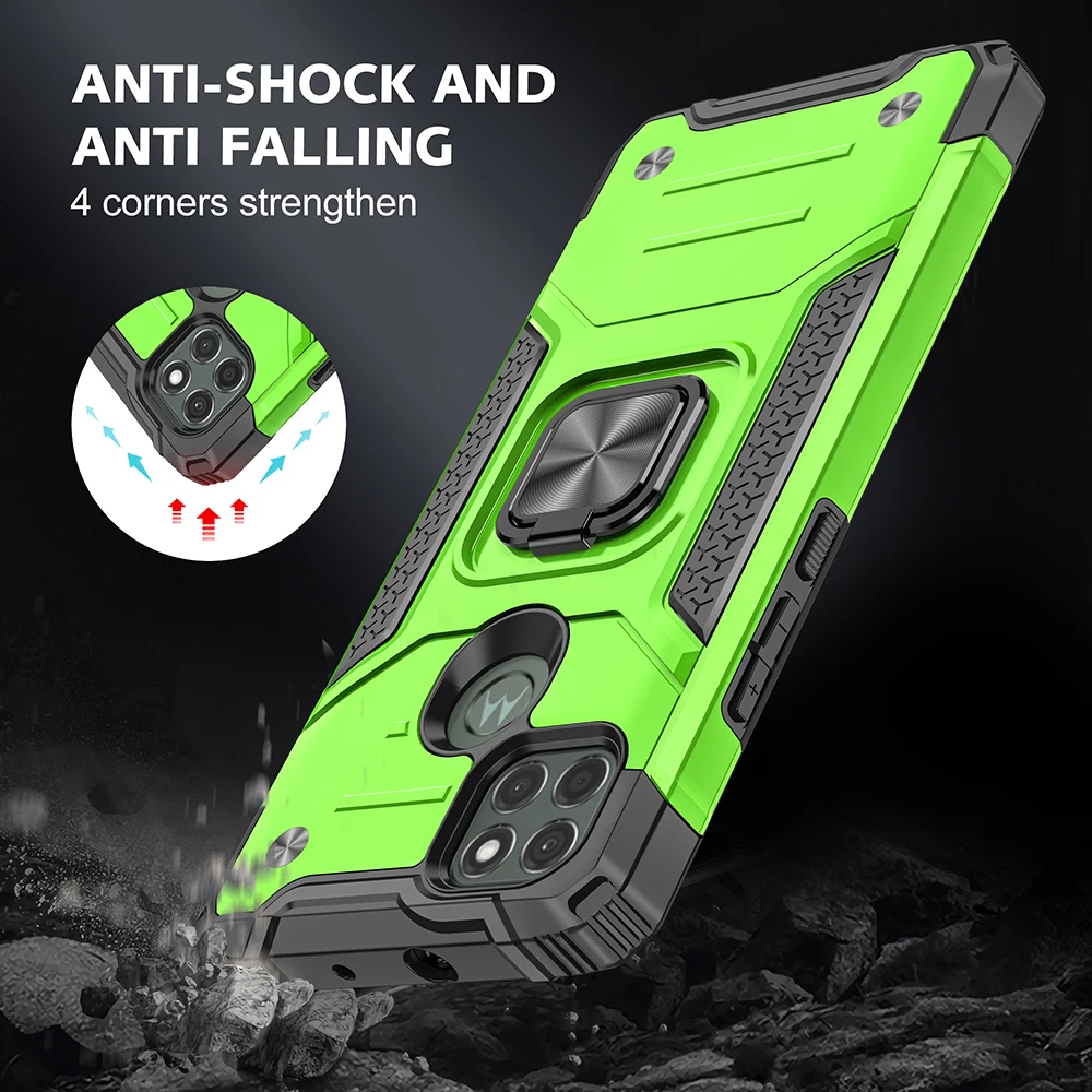 

Armor Shockproof Ring Case For Motorola Moto G8 Power Lite G9 Play E7 Plus One Macro Magnetic Phone Case With Stand Phone Holder