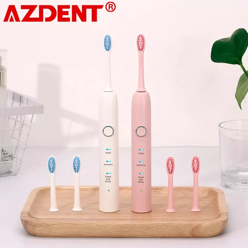 

AZDENT Smart 4 Modes Ultrasonic Electronic Toothbrush Sonic Electric Teeth Brush Adult Dental Oral Hygiene Toothbrush 3 Heads