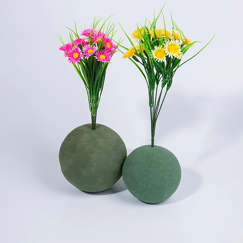 

1Pc Round Green Dried Flower Ball Mud Sponge Blocks Foam Bouquet Decoration Fresh Floral Flower Arrangement Tools 9/12/15cm