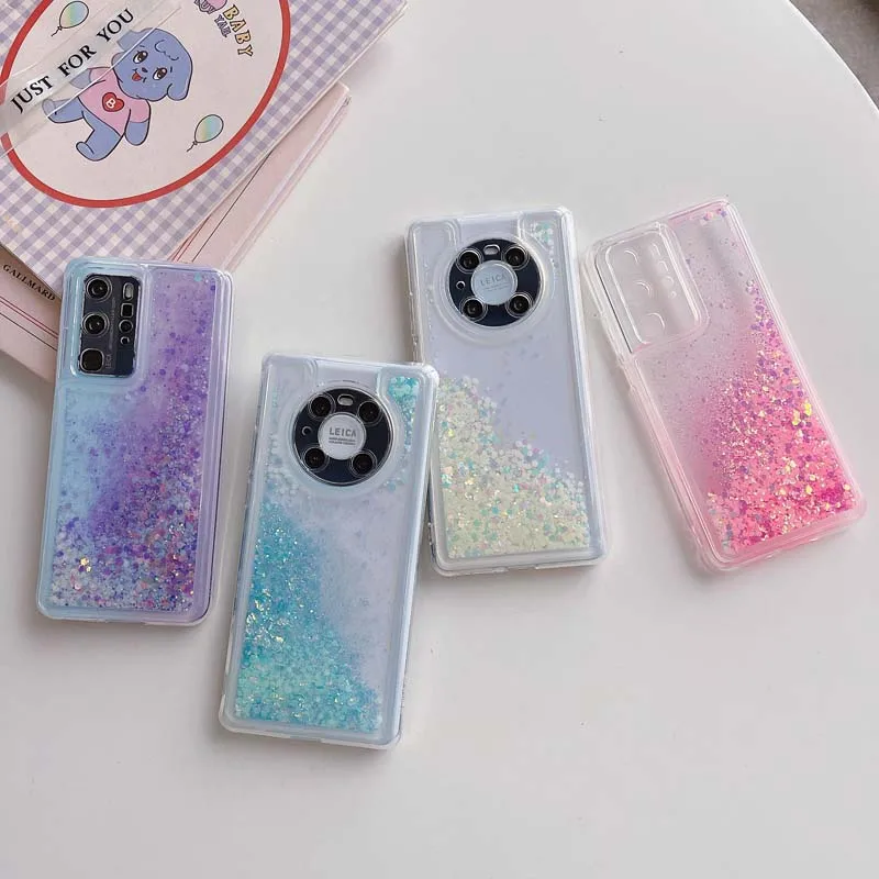 

Quicksand Phone Case For Huawei P70 80 90 60 50 40 PRO MATE 50 40 Pro Honor 90 80 70 Glow Dark Luminous Luxury Quicksand Cover