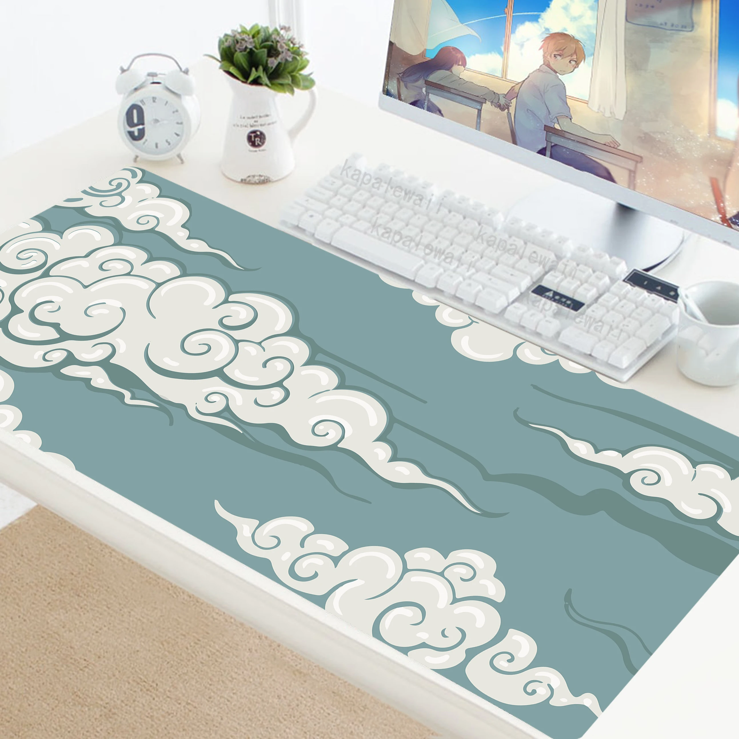 

Kawaii Mouse Pad Large Cute Mousepad Purple Sky Clouds Keyboard Computer Pink Carpet XXL Laptop Desk Mat 400x900mm Desk Mat Pad
