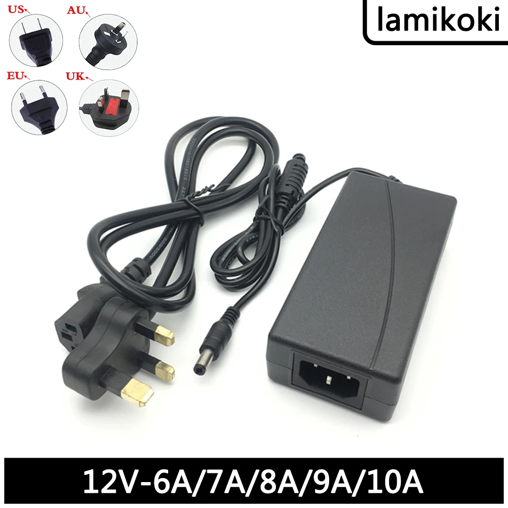 

British Regulation Power Adapter 12V 6A LCD Monitor Screen Monitoring Charging Cable 7A 8A 9A Universal Fire Bull Inch