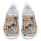 Женские сетчатые кроссовки FORUDESIGNS, с принтом Собачья лапа, плоская подошва, дышащие легкие кроссовки для прогулок, 2021